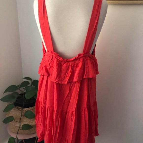 SEED Red V Neck Backless Style Boho Dress Size 12 New w Tags $99 - Picture 7 of 10